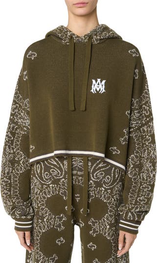 AMIRI Bandana Pattern Oversize Cotton & Cashmere Knit Hoodie | Nordstrom