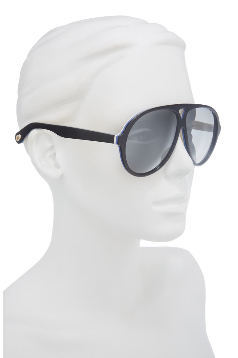 61mm Aviator Sunglasses, Alternate, color, BLACK BLACK SILVER