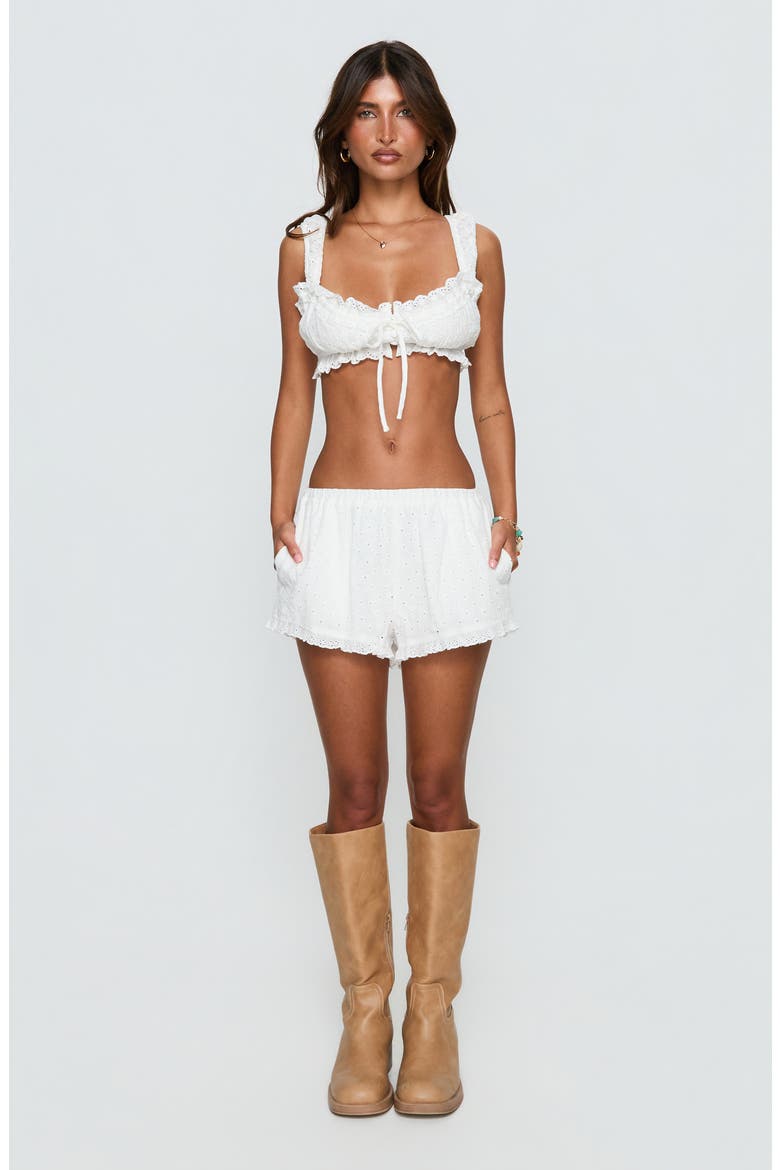Midnight Sugar Eyelet Frilled Bralette Top, Alternate, color, WHITE