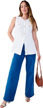 Jessica London Boxy Stitch Cardigan Sweater Vest