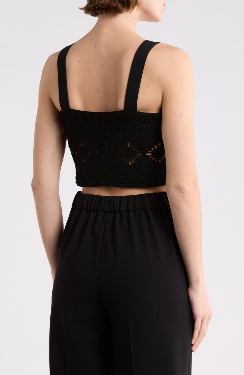 maje Mayon Crochet Knit Crop Camisole, Alternate, color, Noir