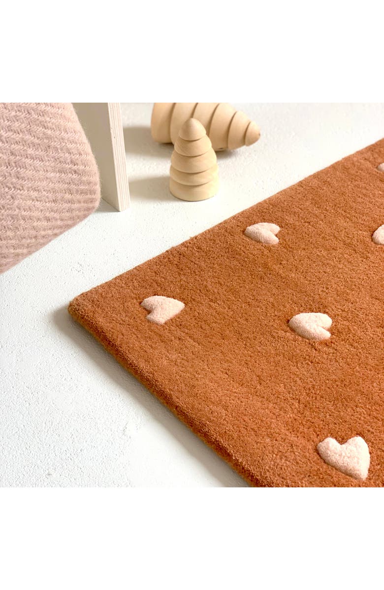 Maison Deux Hearts Rug, Alternate, color, Brown / Pink Print