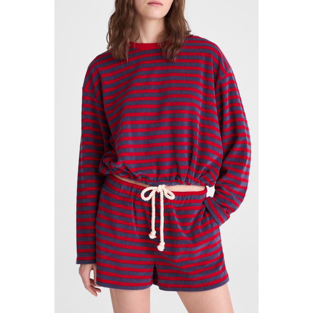 Madewell Tie-Waist Top in Terry in Red Navy at Nordstrom, Size X-Large