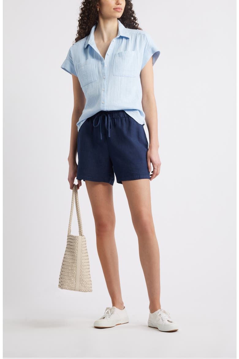 Cotton Gauze Button-Up Shirt, Alternate, color, BLUE WINDSURFER