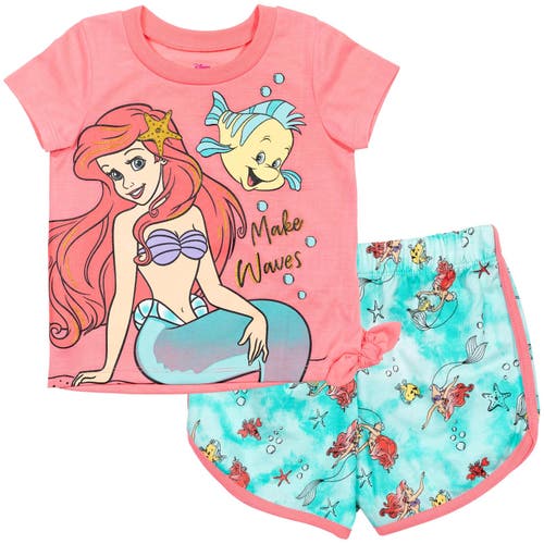 Disney Princess T-shirt & French Terry Shorts Set In Pink