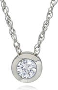 Bliss Diamond 1/4Ct Natural Diamond Bezel Solitaire Pendant 14k Gold 18" Necklace