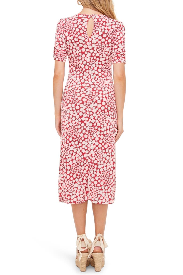 Floral Print Midi Dress, Alternate, color, RED WHITE DAISY