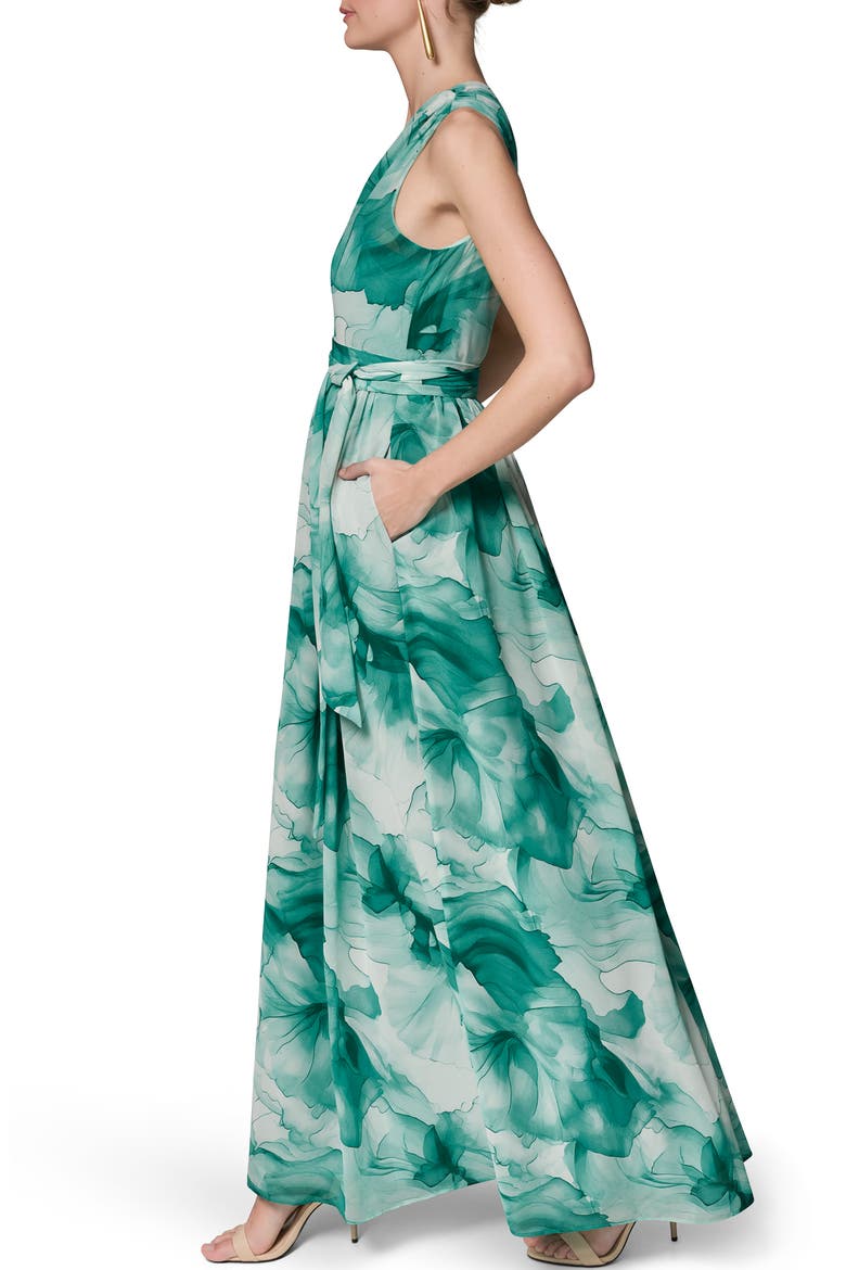 Floral One-Shoulder Gown, Alternate, color, LAWN MULTI