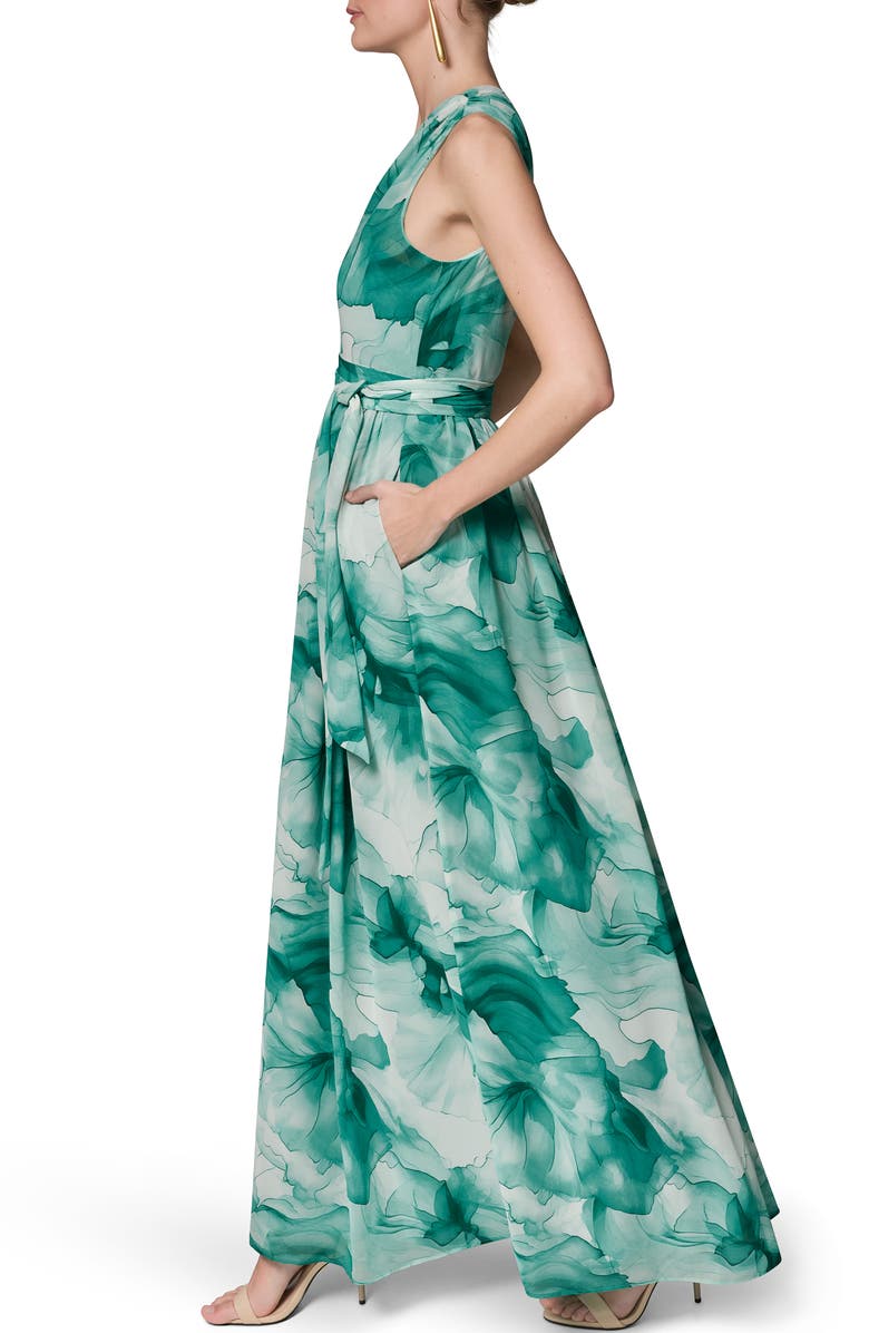 Donna Karan New York Floral One-Shoulder Gown, Alternate, color, Lawn Multi