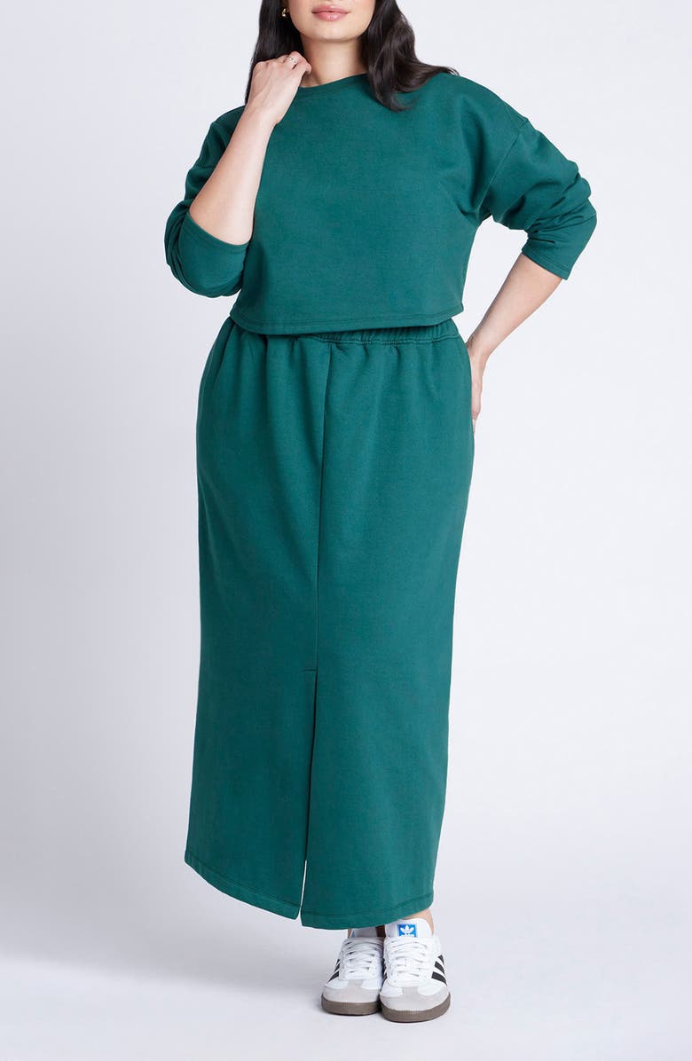 ELOQUII French Terry Maxi Skirt, Alternate, color, 