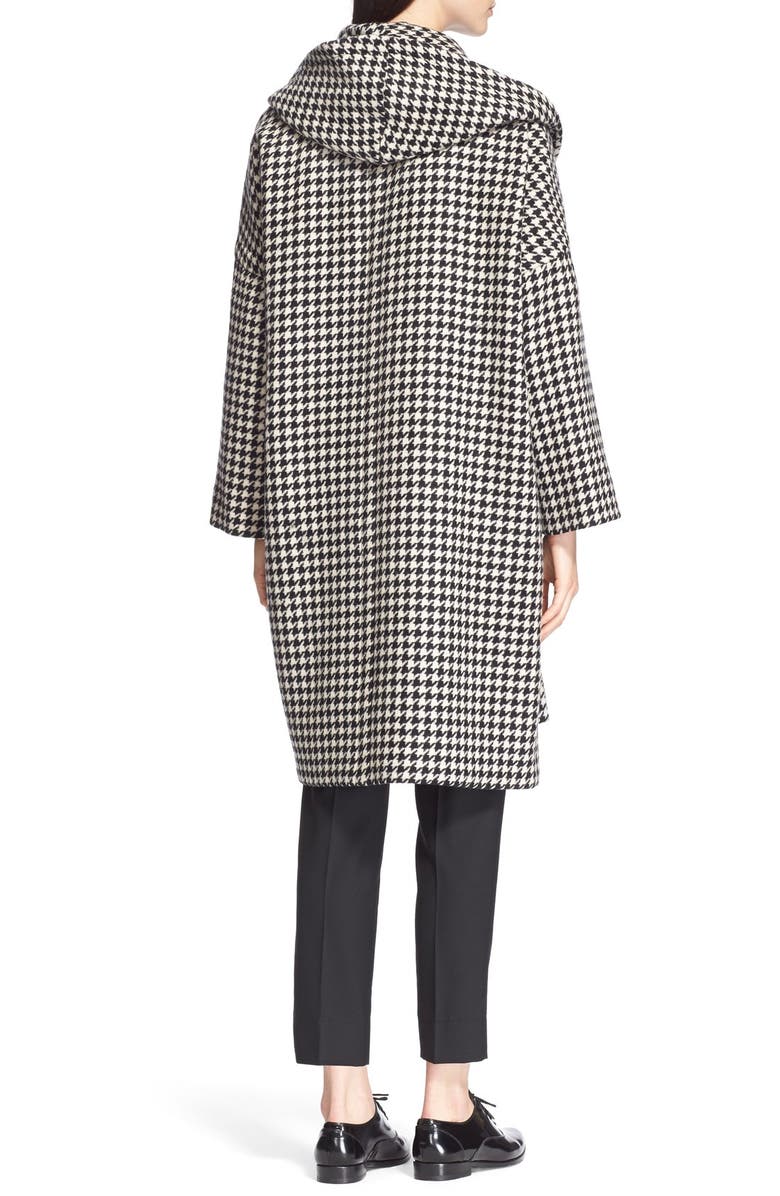 Max Mara 'Palchi' Houndstooth Print Wool & Cashmere Hooded Coat, Alternate, color, 