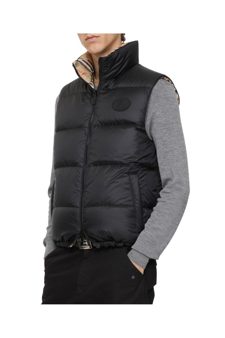 Reversible Check Puffer Gilet, Alternate, color, Sand beige