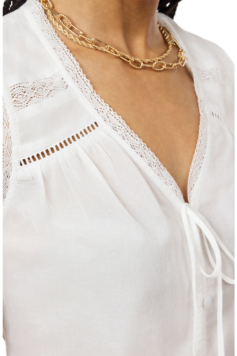 Lace Front V-Neck T-Shirt, Alternate, color, SUGAR SWIZZLE
