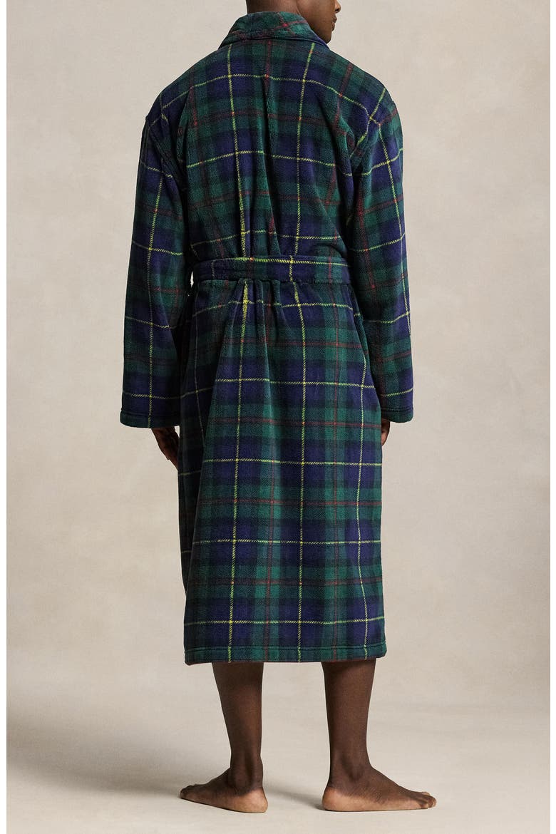Microfiber Plush Shawl Collar Robe, Alternate, color, POLO TARTAN/ SLICKER YELLOW