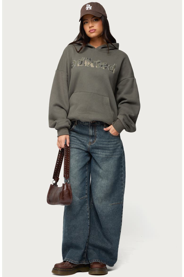 Camo Cutie Oversize Hoodie, Alternate, color, OLIVE