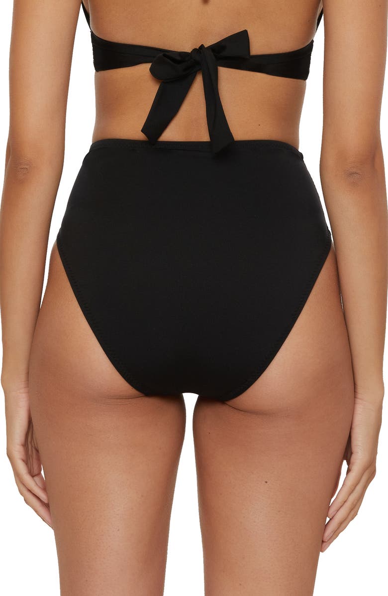 Trina Turk Monaco High Waist Swim Bottoms, Alternate, color, Black/ White