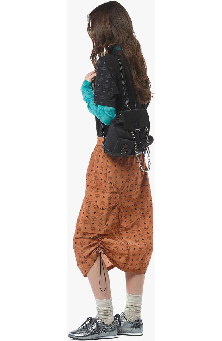 MCM Mini Aren Drawstring Backpack in ECONYL and Leather, Alternate, color, Black