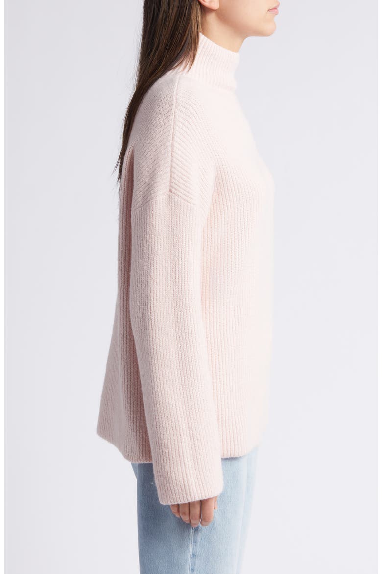 Relaxed Turtleneck Cotton Blend Sweater, Alternate, color, PINK SEPIA