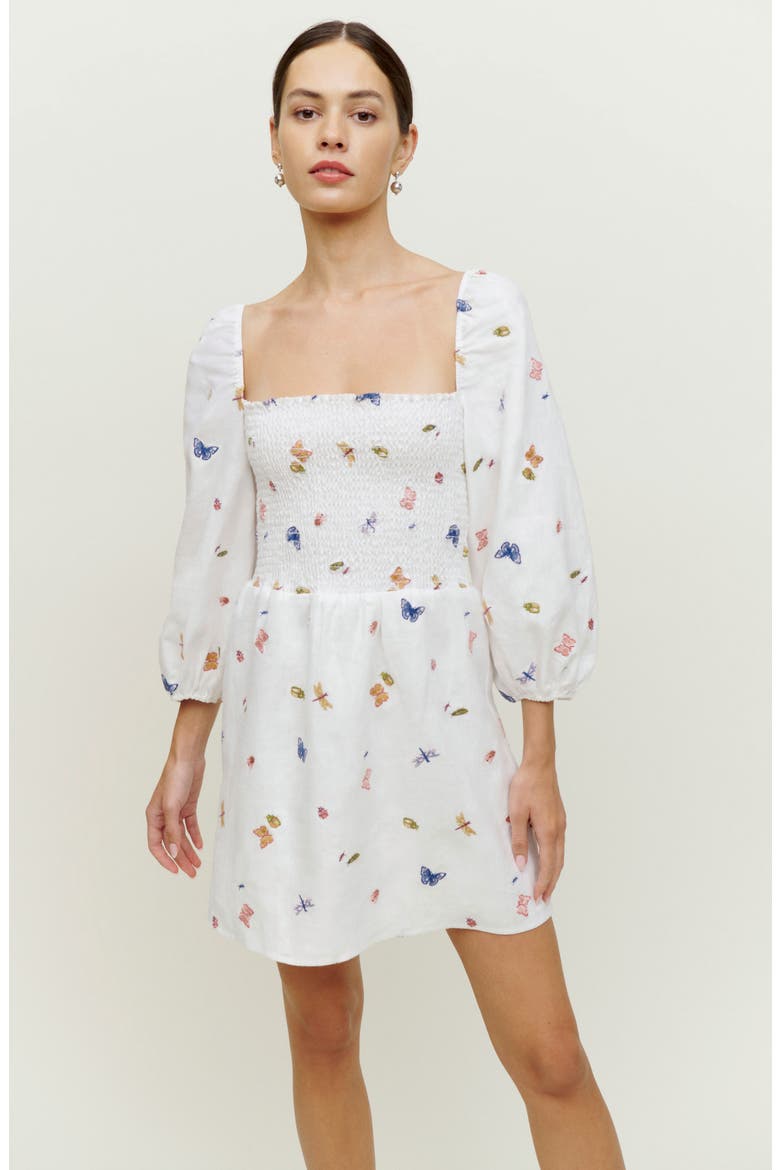 Greyson Long Sleeve Linen Minidress, Alternate, color, LADYBUG