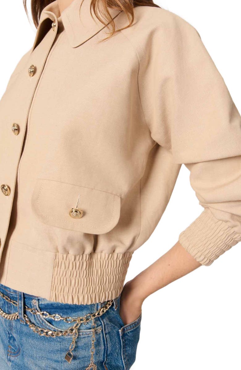 maje Linen and cotton bomber jacket, Alternate, color, 