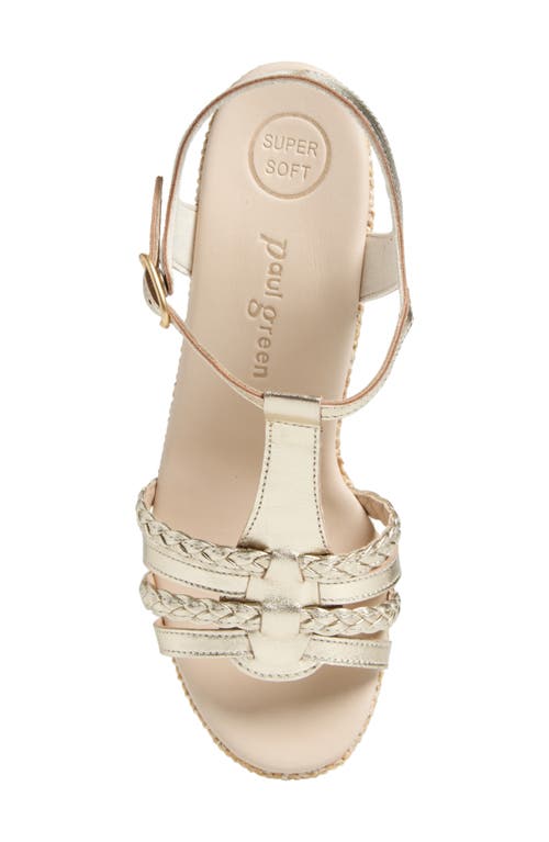 Paul Green Ava Wedge Sandal In Platino Metallic Nappa