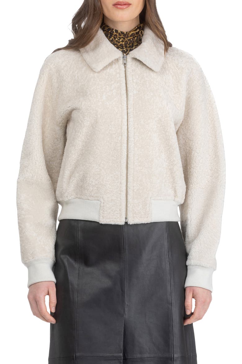 Textured Genuine Shearling Zip Jacket, Alternate, color, IVORY