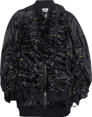 Noir Kei Ninomiya Drawcord Ruffle Twill Bomber Jacket