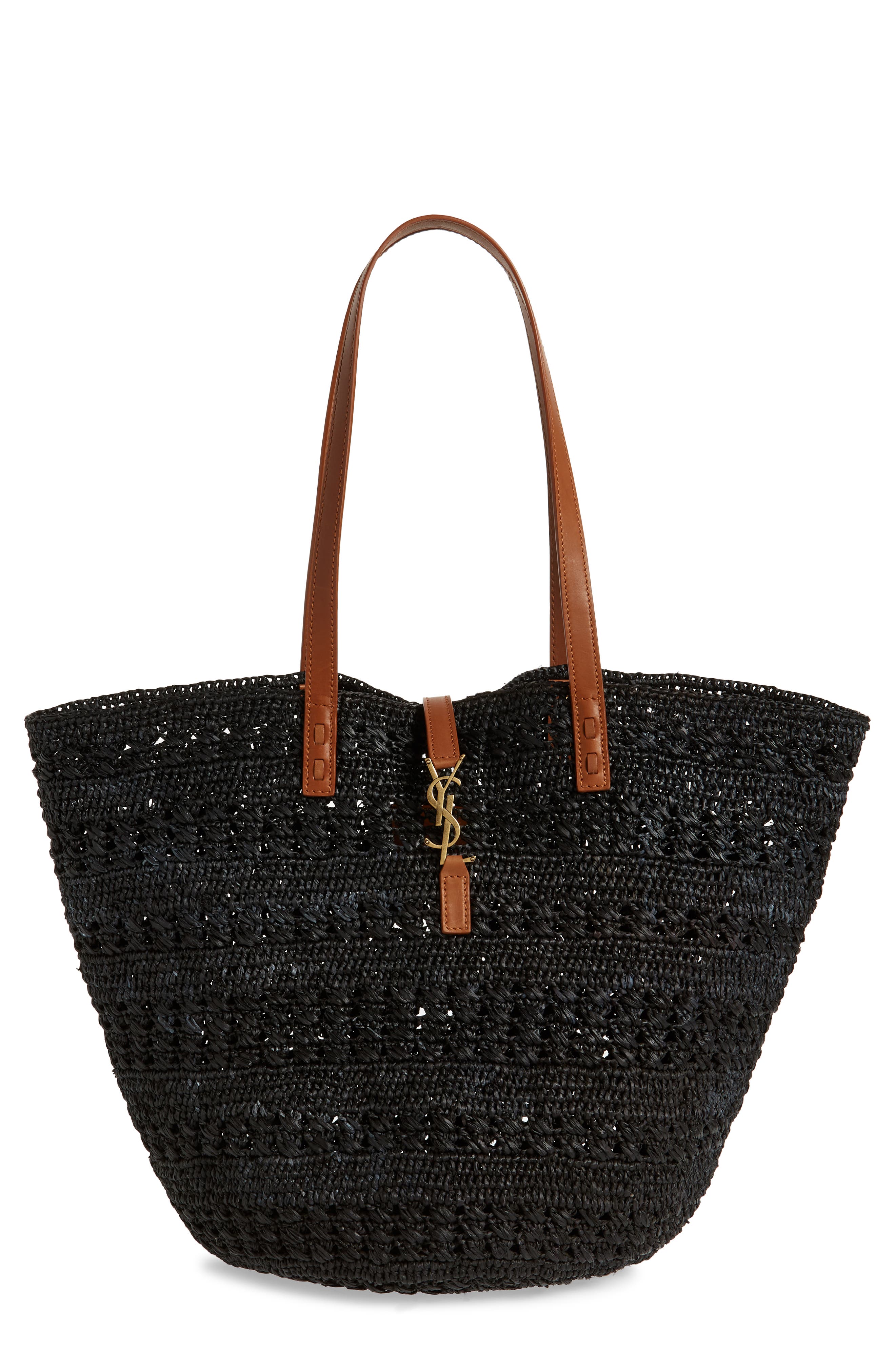 Saint Laurent Medium Panier Crochet Straw Tote, Main, color, 