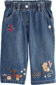 NEXT Kids' Floral Character Embroidered Jeans