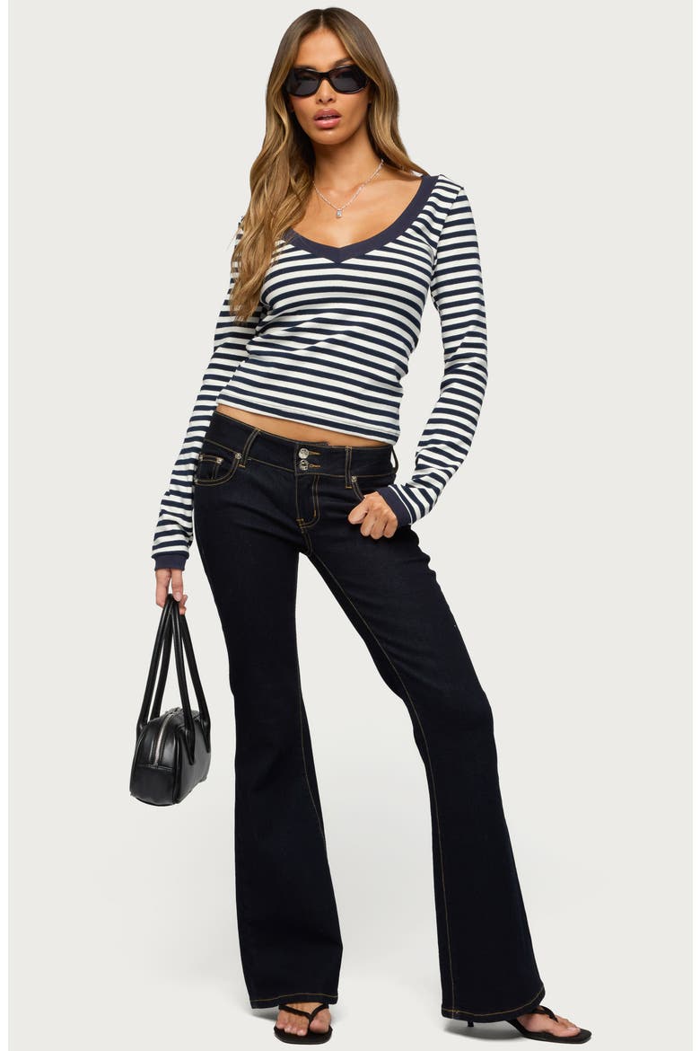 Kimi Stripe Long Sleeve Top, Alternate, color, NAVY-AND-WHITE