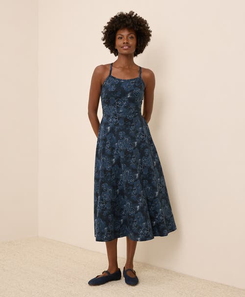 Pact Organic Cotton Fit & Flare Midi Dress In Blue