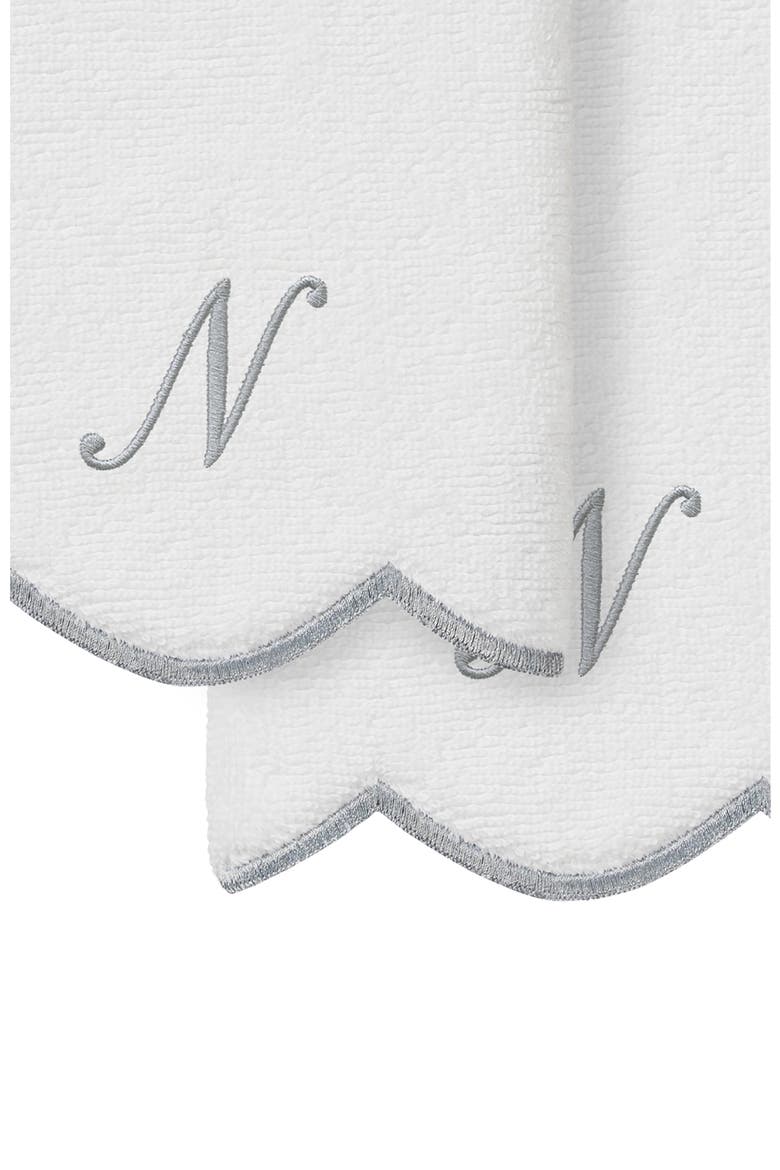 Scallop Personalized Monogram 2-Piece Towel Set, Alternate, color, WHITE/ GRAY N