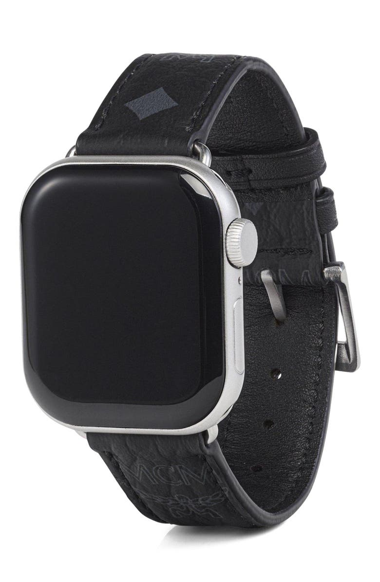MCM Apple Watch Band in Visetos, Main, color, Black