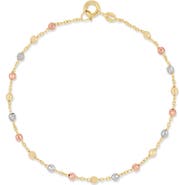 Bony Levy 14K Gold Tri Tone Beaded Station Chain Bracelet
