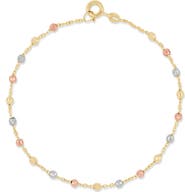 Bony Levy 14K Gold Tri Tone Beaded Station Chain Bracelet