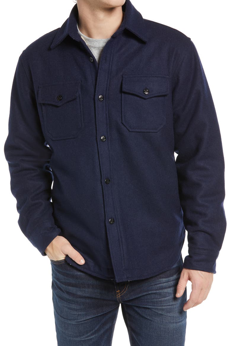 Wool Blend Shirt Jacket, Alternate, color, BLUE