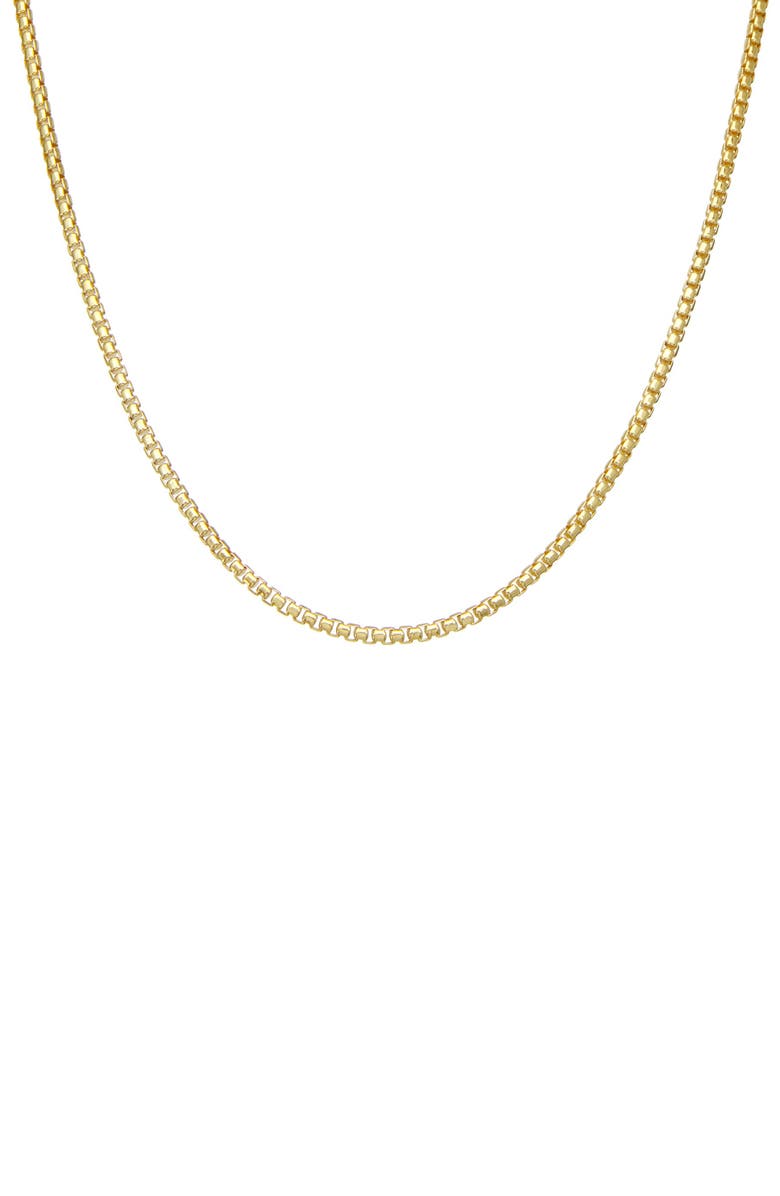 FZN Men's 14K Gold Over Silver Box Chain Necklace, Main, color, Yellow