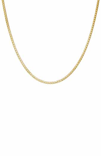 FZN Men's 14K Gold Over Silver Box Chain Necklace