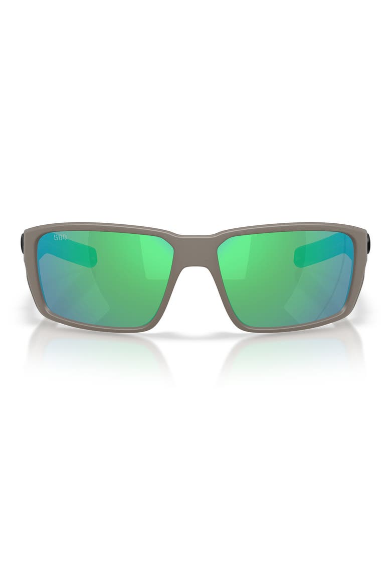 60mm Fantail Pro Polarized Rectangle Sunglasses, Main, color, MATTE OLIVE SHALE / GREEN MIRROR 580G