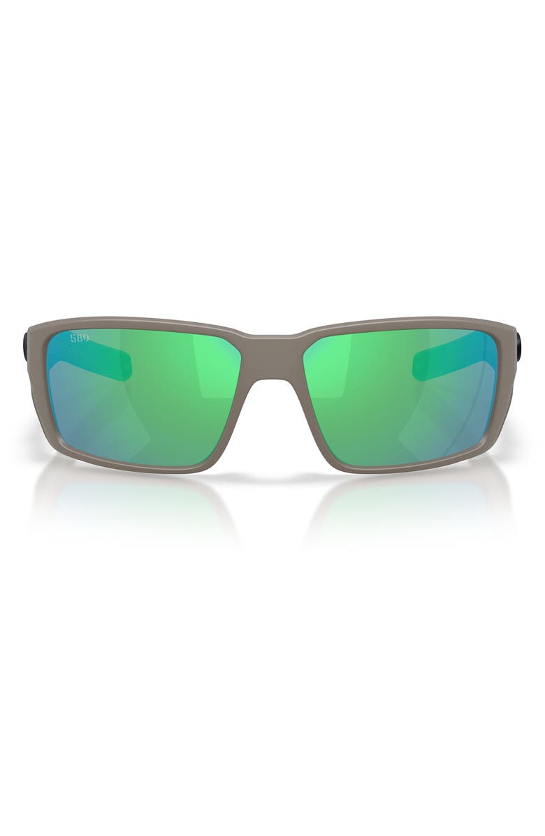 Costa Del Mar 60mm Fantail Pro Polarized Rectangle Sunglasses, Main, color, Matte Olive Shale / Green 580G