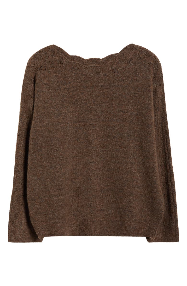 Wit & Wisdom Open Stitch Boat Neck Sweater, Alternate, color, Heather Mocha