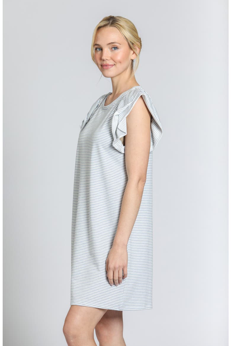 Double Ruffle Sleeve Cotton Minidress, Alternate, color, CHAMBRAY WHITE