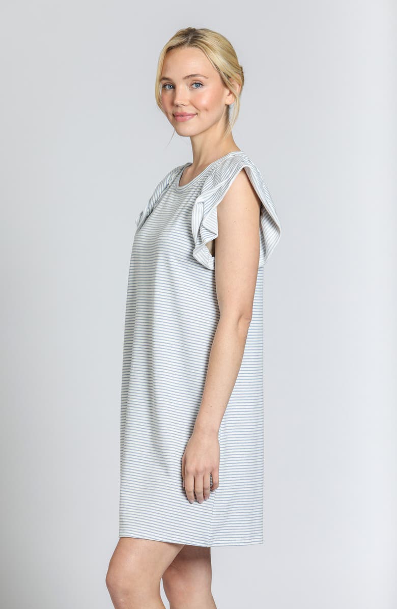 APNY Double Ruffle Sleeve Cotton Minidress, Alternate, color, Chambray White