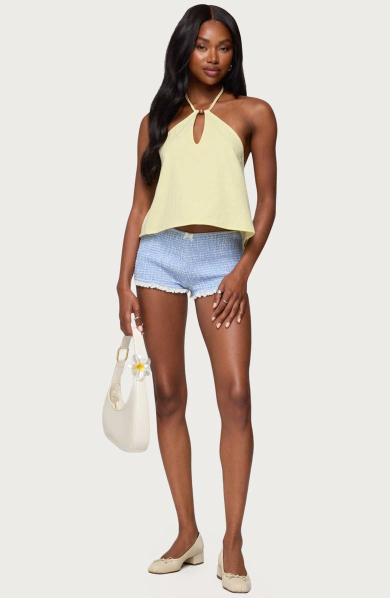 EDIKTED Oliviana Cotton Halter Top, Alternate, color, Yellow