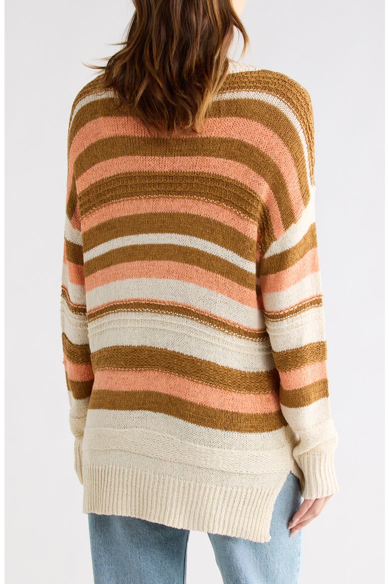 Stripe Crewneck Sweater, Alternate, color, CAMEL COMBO 2