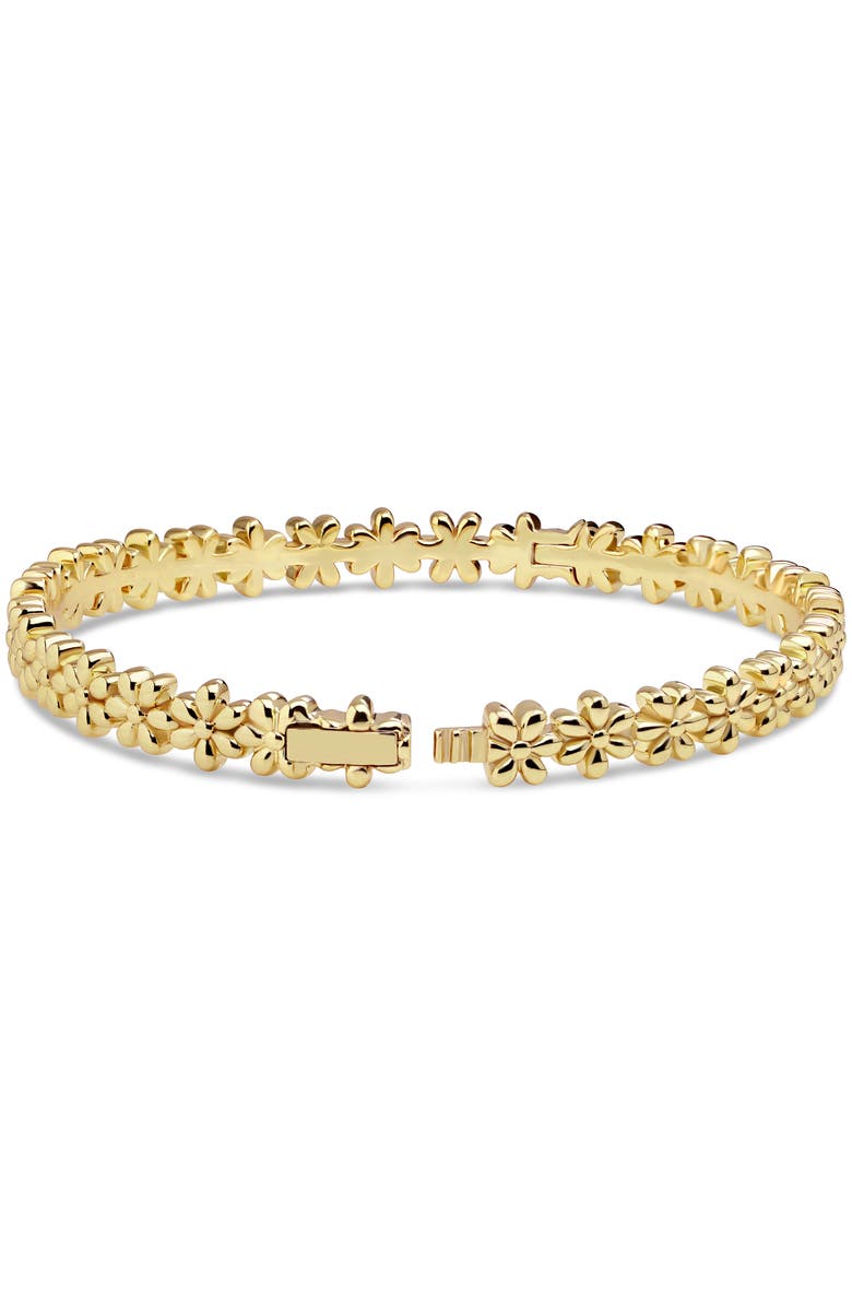 DEVATA Daisy Flower Eternity Bangle Bracelet in Gold Plated Sterling Silver, Alternate, color, Yellow Gold