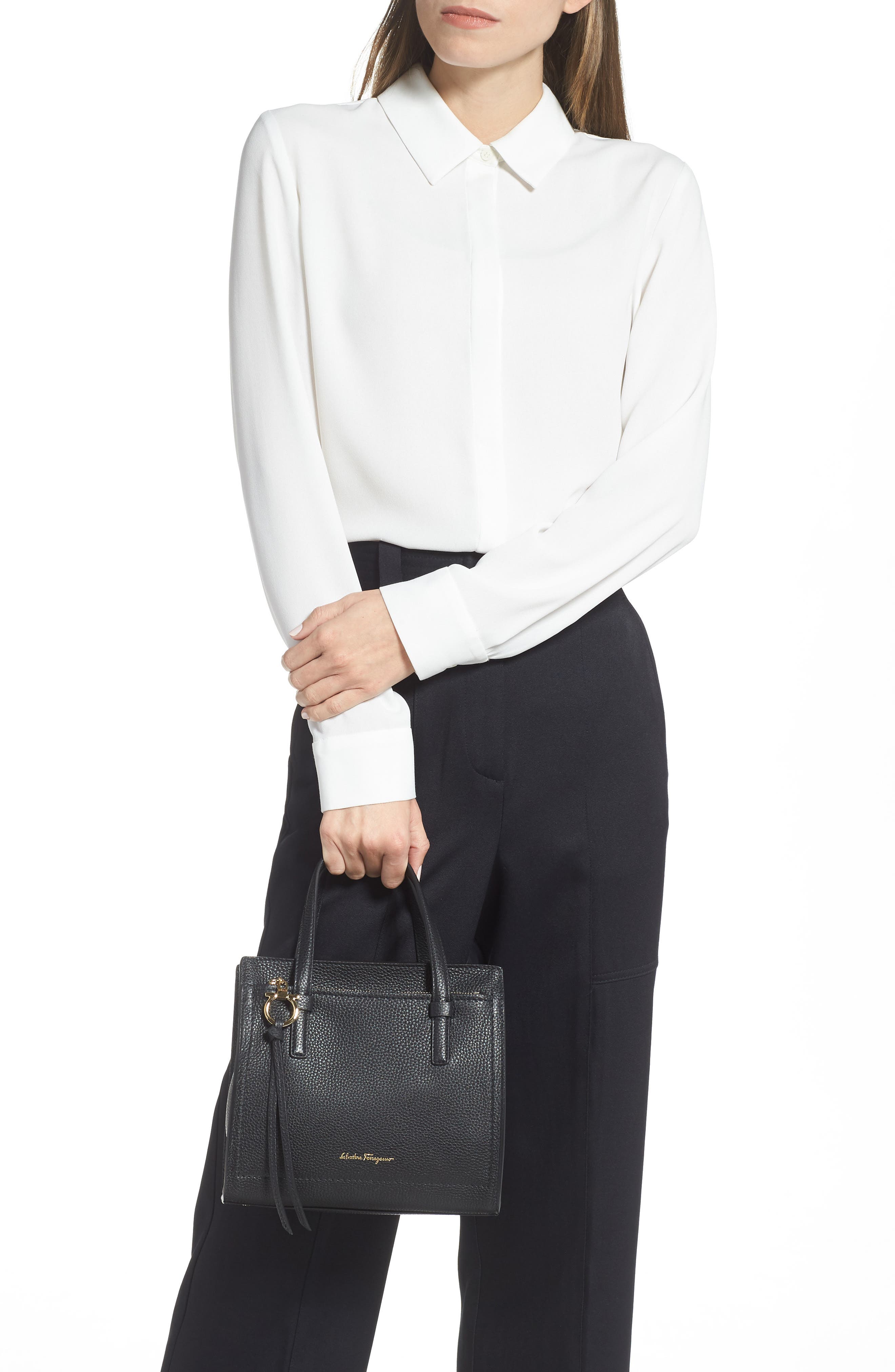 FERRAGAMO Mini Amy Leather Tote, Alternate, color, 