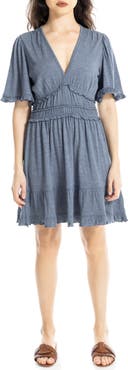 MAX STUDIO V-Neck Flutter Sleeve Short Dress