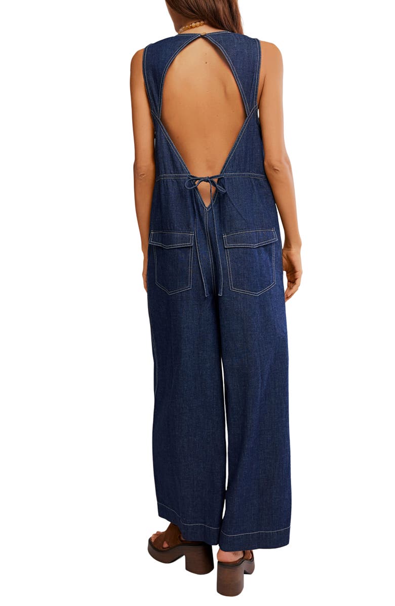 Free People Do No Wrong Denim Jumpsuit, Alternate, color, Chemisty