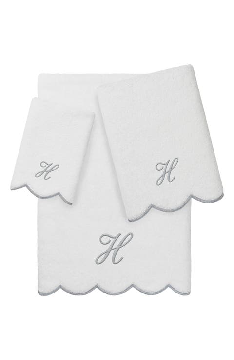 Scallop Personalized Monogram 3-Piece Towel Set